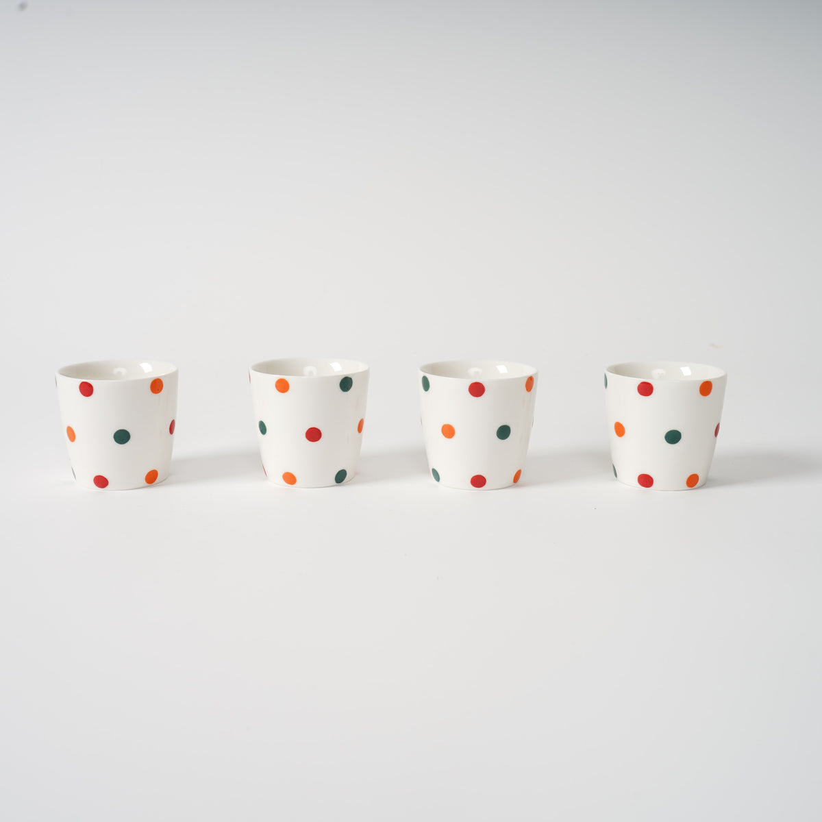 Handmade polka dot ceramic tea set detail