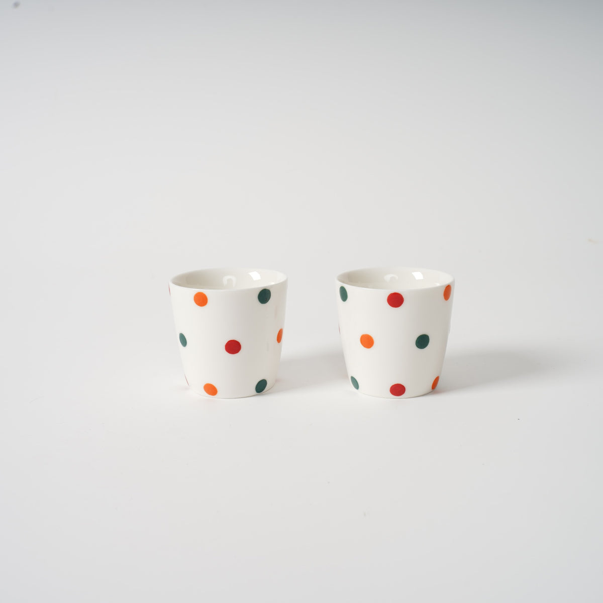 Handmade polka dot ceramic tea set detail