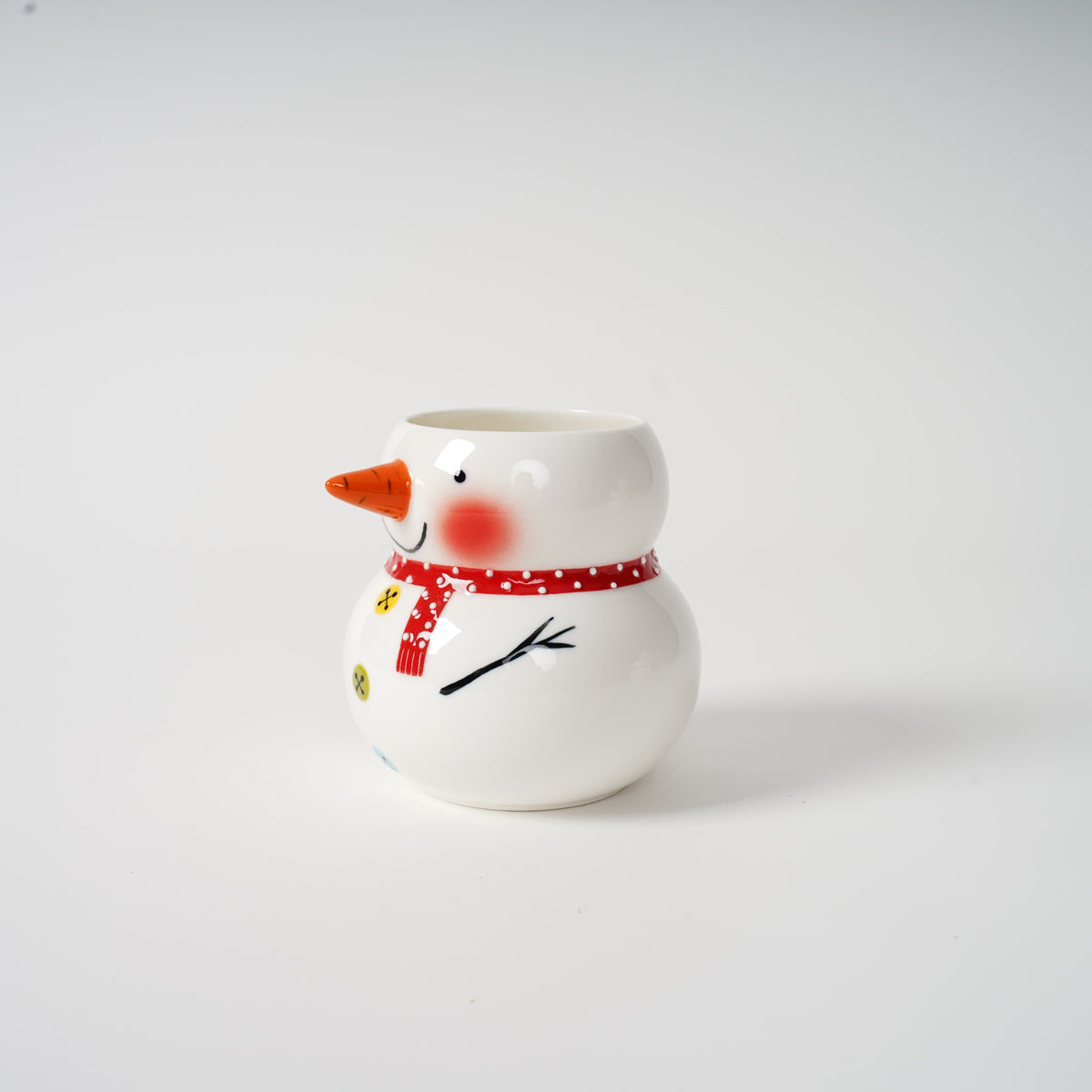 Hand-painted snowman ceramic tea set detail