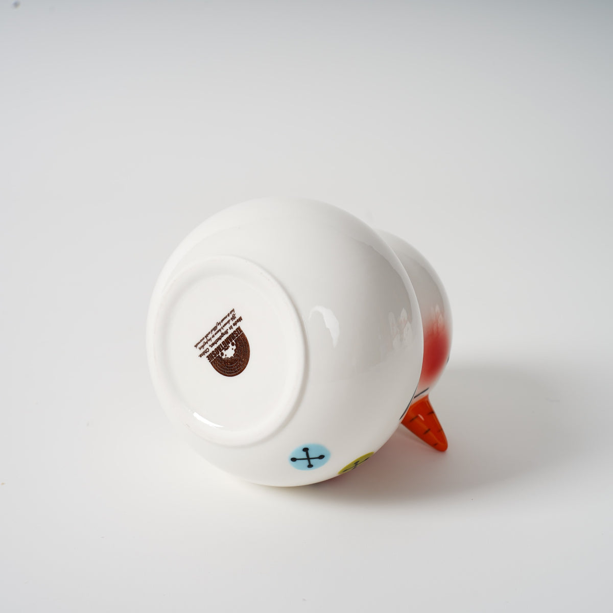 Hand-painted snowman ceramic tea set detail
