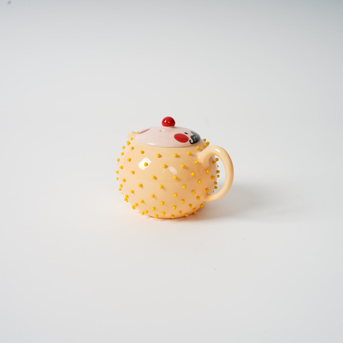 Spiky Face Ceramic Teapot in beige