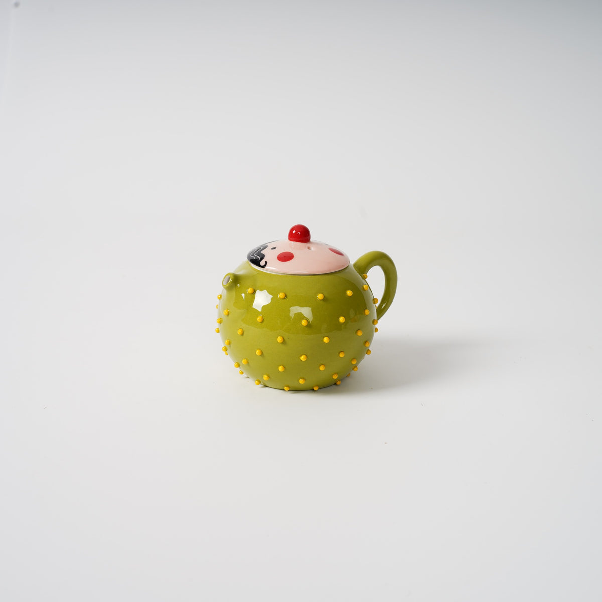 Spiky Face Ceramic Teapot in grass green