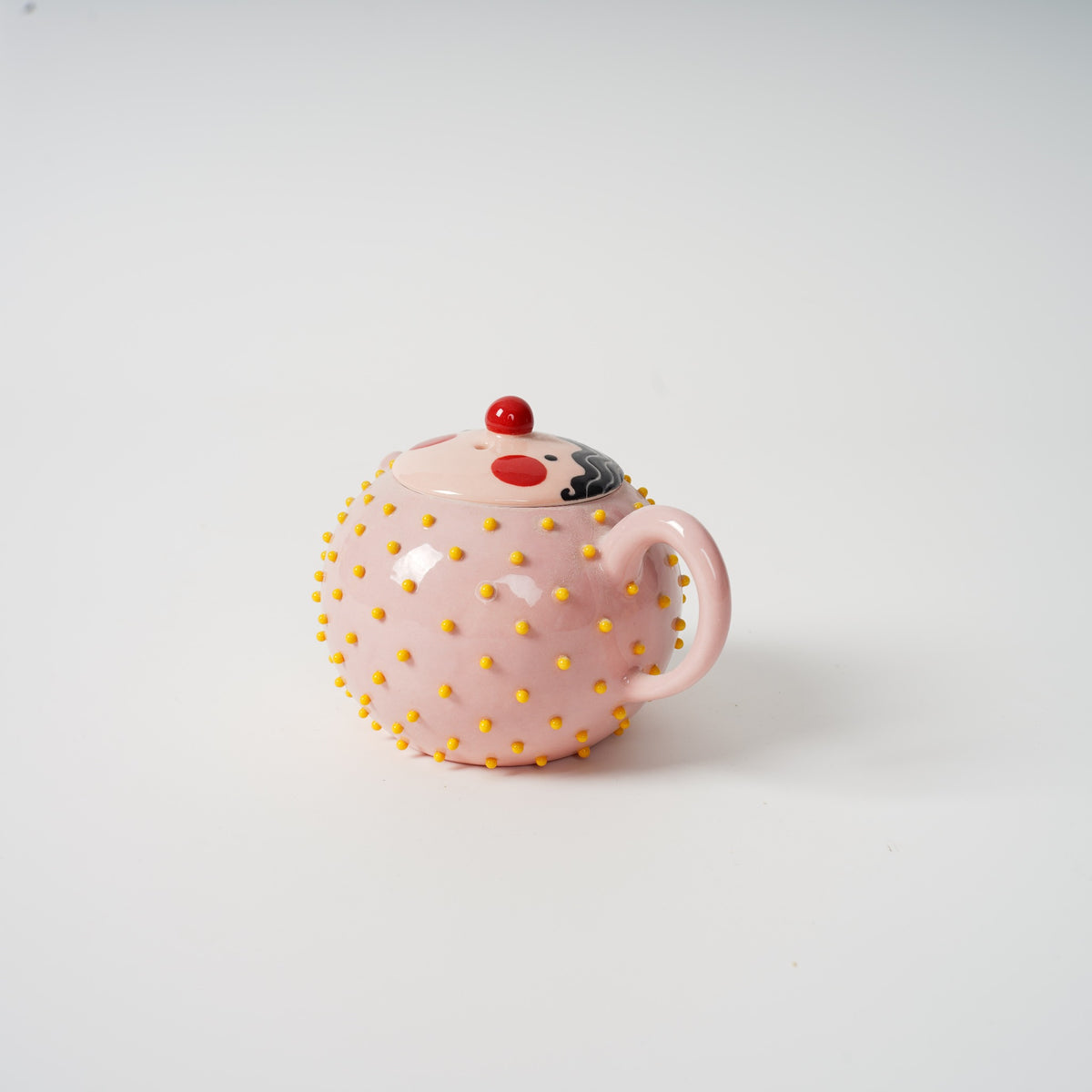 Spiky Face Ceramic Teapot in light pink