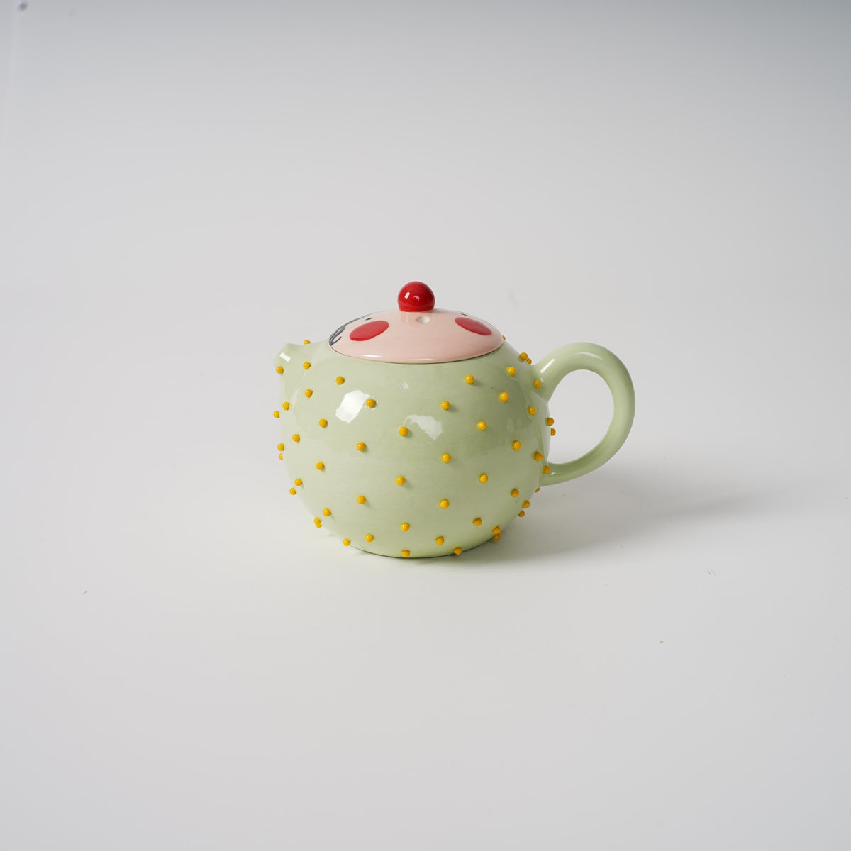 Spiky Face Ceramic Teapot in mint green