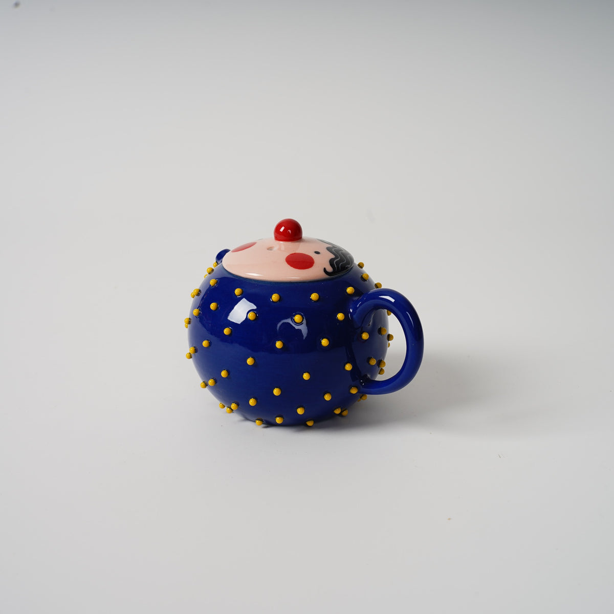 Spiky Face Ceramic Teapot in royal blue