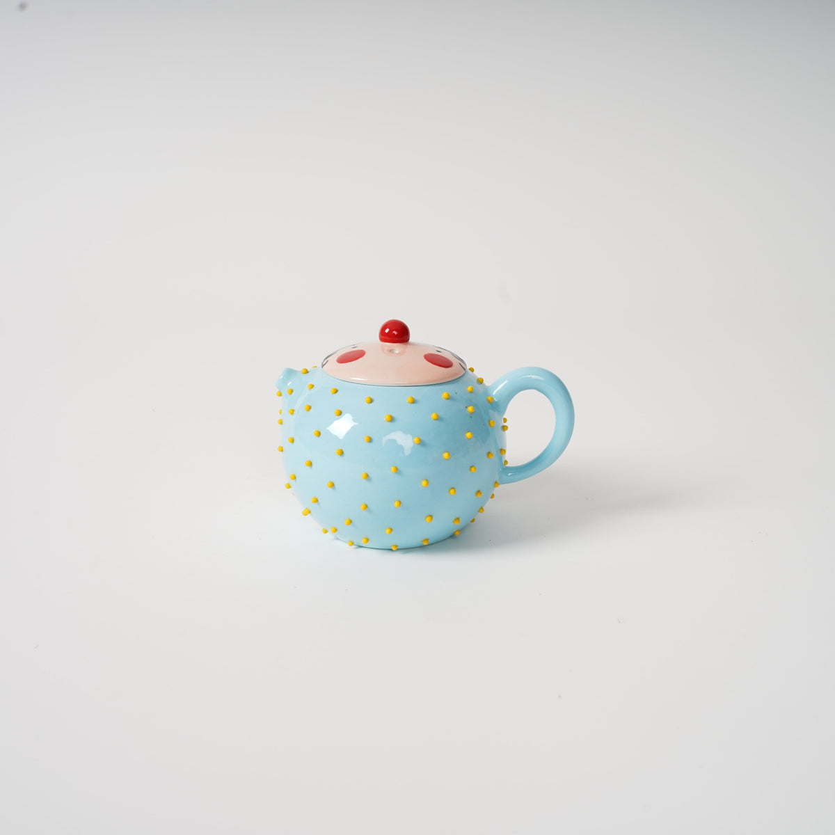 Spiky Face Ceramic Teapot in sky blue